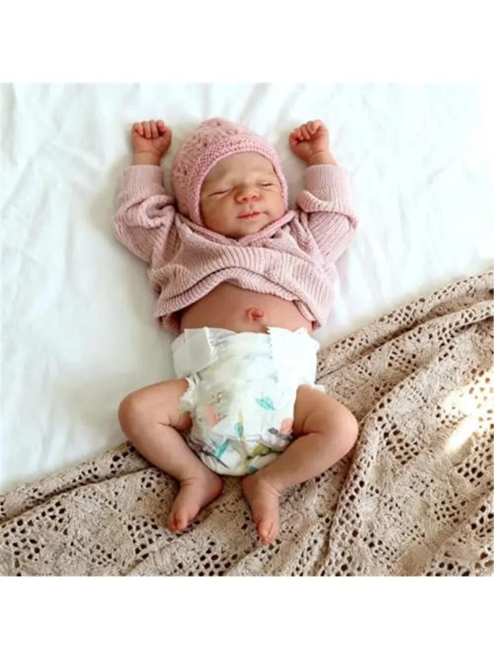 18 Inch Realistic Reborn Baby Girl Doll Full Body Vinyl Bathable Hand Drawn Hair